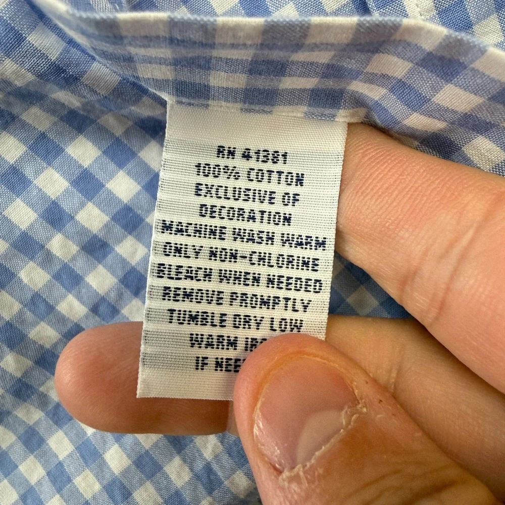 Polo Ralph Lauren Shirt Mens XL Blue White Gingham Check Poplin Preppy Heritage
